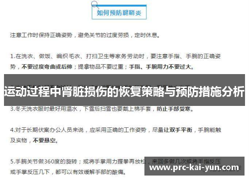 运动过程中肾脏损伤的恢复策略与预防措施分析
